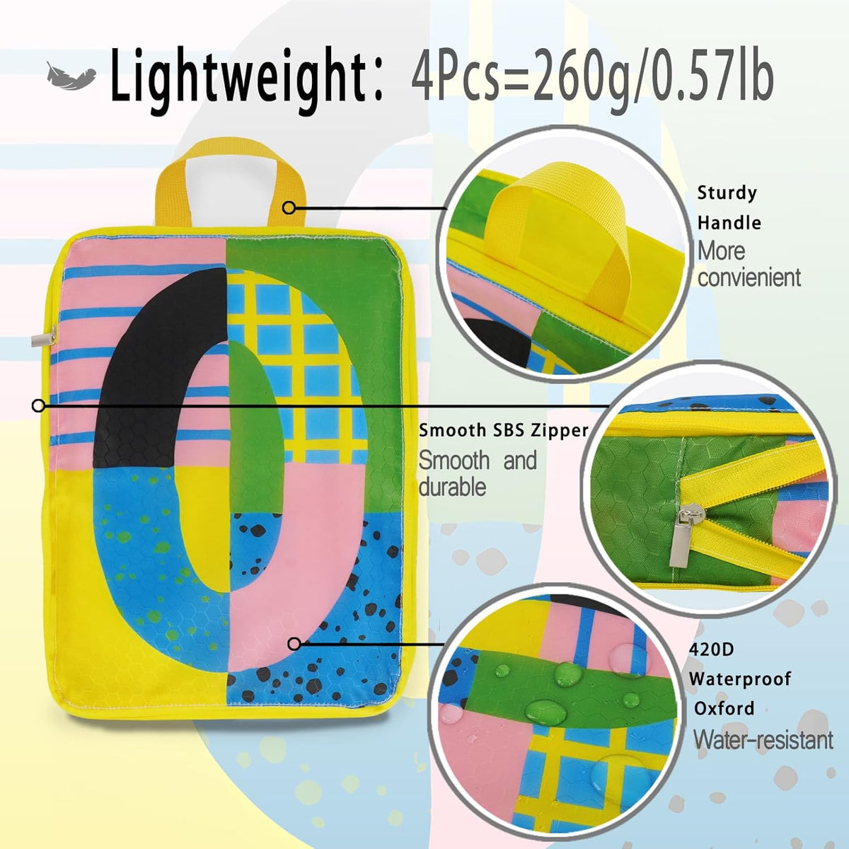 6 Pcs Compression Packing Cubes for Travel, Waterproof Luggage Organizer Washable Storage Bags Set - Packaging Cubes for Backpack Travel and Carry-Ons