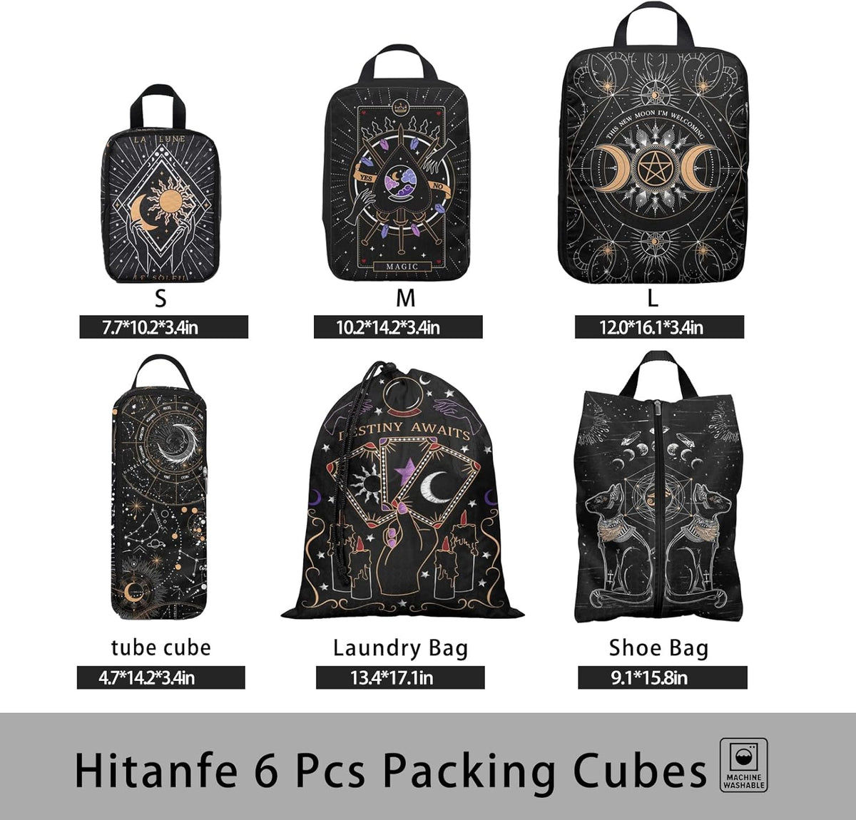 6 Pcs Compression Packing Cubes for Travel, Waterproof Luggage Organizer Washable Storage Bags Set - Packaging Cubes for Backpack Travel and Carry-Ons