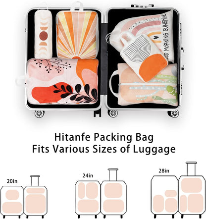 6 Pcs Compression Packing Cubes for Travel, Waterproof Luggage Organizer Washable Storage Bags Set - Packaging Cubes for Backpack Travel and Carry-Ons