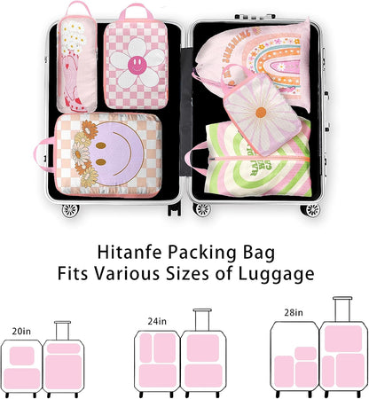6 Pcs Compression Packing Cubes for Travel, Waterproof Luggage Organizer Washable Storage Bags Set - Packaging Cubes for Backpack Travel and Carry-Ons