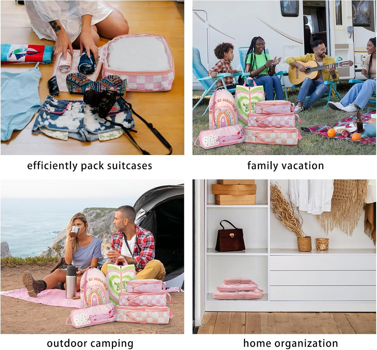 6 Pcs Compression Packing Cubes for Travel, Waterproof Luggage Organizer Washable Storage Bags Set - Packaging Cubes for Backpack Travel and Carry-Ons