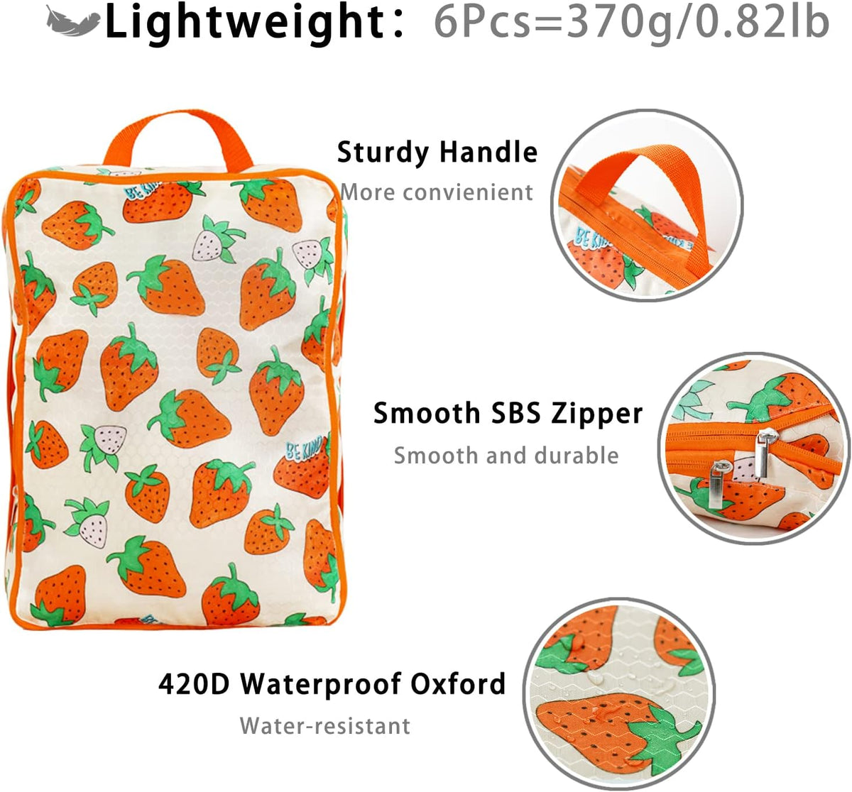 6 Pcs Compression Packing Cubes for Travel, Waterproof Luggage Organizer Washable Storage Bags Set - Packaging Cubes for Backpack Travel and Carry-Ons