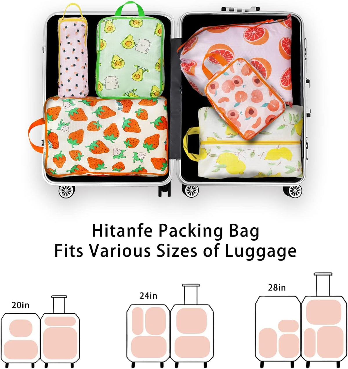 6 Pcs Compression Packing Cubes for Travel, Waterproof Luggage Organizer Washable Storage Bags Set - Packaging Cubes for Backpack Travel and Carry-Ons