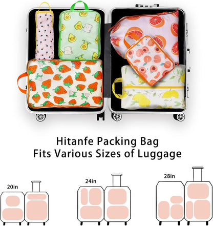 6 Pcs Compression Packing Cubes for Travel, Waterproof Luggage Organizer Washable Storage Bags Set - Packaging Cubes for Backpack Travel and Carry-Ons