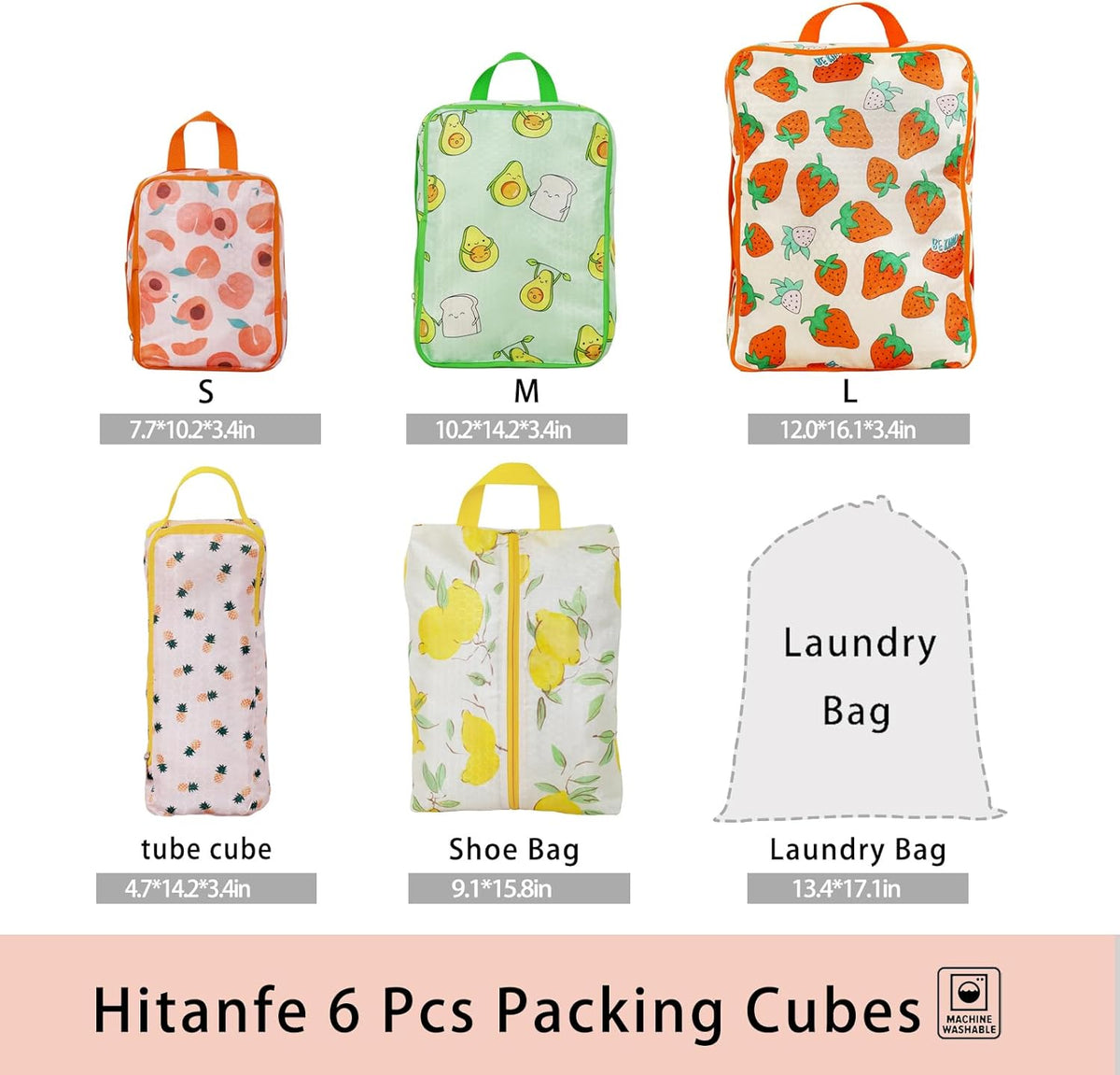 6 Pcs Compression Packing Cubes for Travel, Waterproof Luggage Organizer Washable Storage Bags Set - Packaging Cubes for Backpack Travel and Carry-Ons