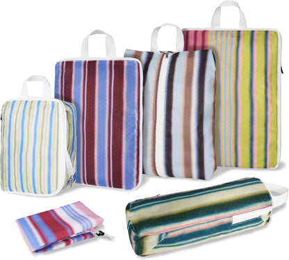 6 Pcs Compression Packing Cubes for Travel, Waterproof Luggage Organizer Washable Storage Bags Set - Packaging Cubes for Backpack Travel and Carry-Ons