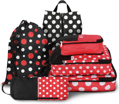 6 Pcs Compression Packing Cubes for Travel, Waterproof Luggage Organizer Washable Storage Bags Set - Packaging Cubes for Backpack Travel and Carry-Ons