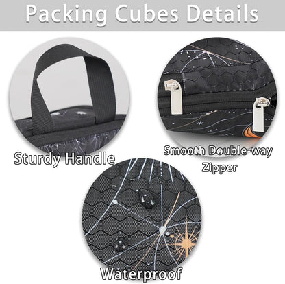 6 Pcs Compression Packing Cubes for Travel, Waterproof Luggage Organizer Washable Storage Bags Set - Packaging Cubes for Backpack Travel and Carry-Ons