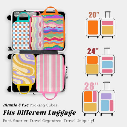 6 Pcs Compression Packing Cubes for Travel, Waterproof Luggage Organizer Washable Storage Bags Set - Packaging Cubes for Backpack Travel and Carry-Ons
