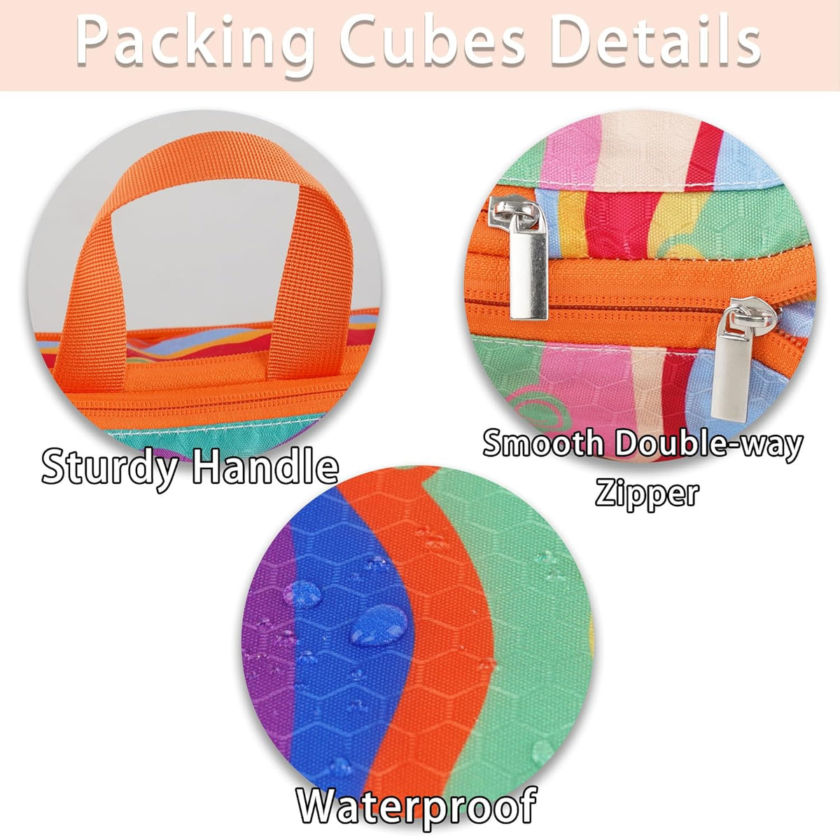 6 Pcs Compression Packing Cubes for Travel, Waterproof Luggage Organizer Washable Storage Bags Set - Packaging Cubes for Backpack Travel and Carry-Ons