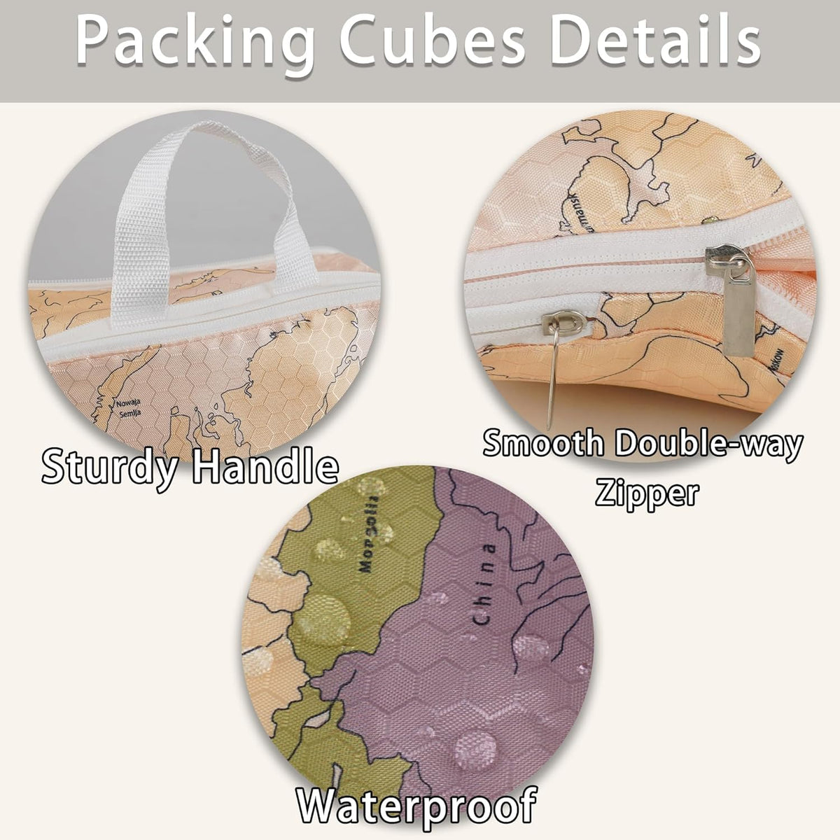 6 Pcs Compression Packing Cubes for Travel, Waterproof Luggage Organizer Washable Storage Bags Set - Packaging Cubes for Backpack Travel and Carry-Ons