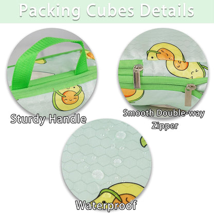 6 Pcs Compression Packing Cubes for Travel, Waterproof Luggage Organizer Washable Storage Bags Set - Packaging Cubes for Backpack Travel and Carry-Ons