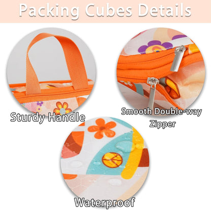 6 Pcs Compression Packing Cubes for Travel, Waterproof Luggage Organizer Washable Storage Bags Set - Packaging Cubes for Backpack Travel and Carry-Ons