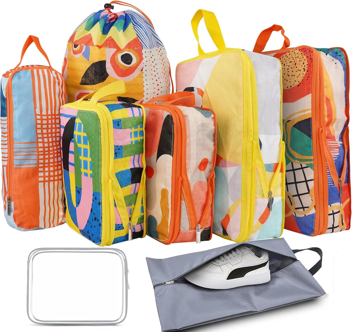 6 Pcs Compression Packing Cubes for Travel, Waterproof Luggage Organizer Washable Storage Bags Set - Packaging Cubes for Backpack Travel and Carry-Ons