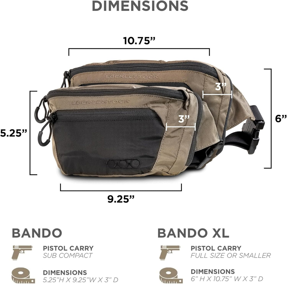Bando Bag - Tactical Men's Fanny Pack w/Adjustable Waist Belt, Zippered Pockets, Compact Lightweight Belt Bag