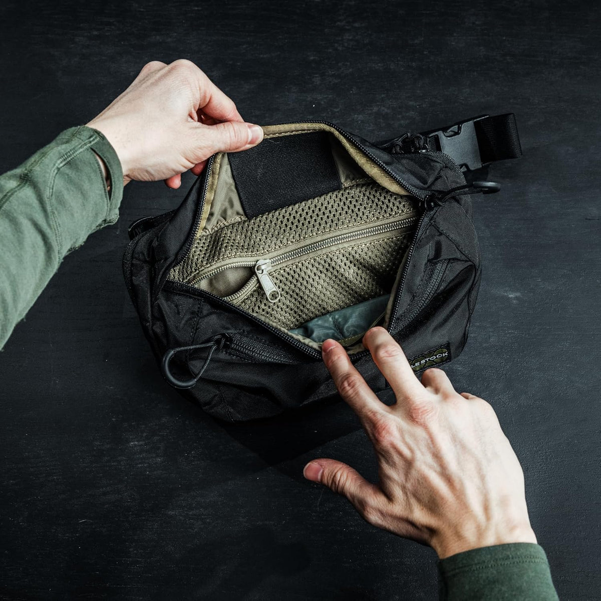 Bando Bag - Tactical Men's Fanny Pack w/Adjustable Waist Belt, Zippered Pockets, Compact Lightweight Belt Bag