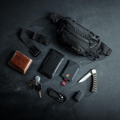 Bando Bag - Tactical Men's Fanny Pack w/Adjustable Waist Belt, Zippered Pockets, Compact Lightweight Belt Bag