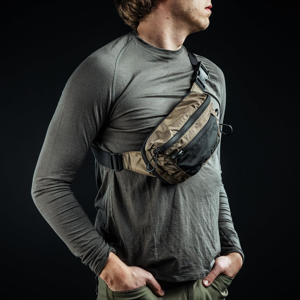 Bando Bag - Tactical Men's Fanny Pack w/Adjustable Waist Belt, Zippered Pockets, Compact Lightweight Belt Bag