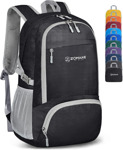 Lightweight Packable Backpack 30L, Foldable Hiking Backpacks Water Resistant Compact Folding Daypack for Travel(Light Blue)