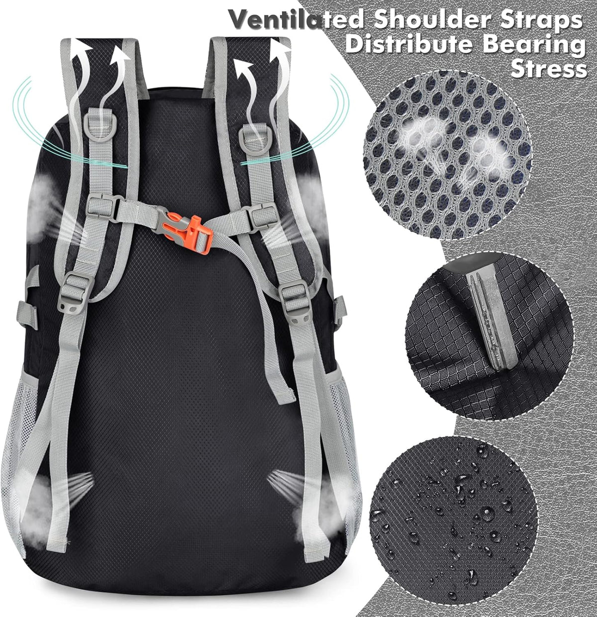 Lightweight Packable Backpack 30L, Foldable Hiking Backpacks Water Resistant Compact Folding Daypack for Travel(Light Blue)