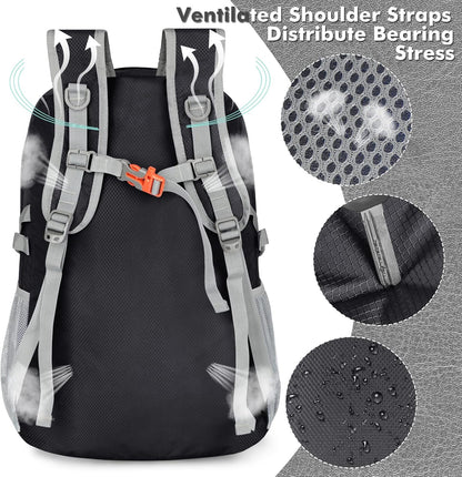 Lightweight Packable Backpack 30L, Foldable Hiking Backpacks Water Resistant Compact Folding Daypack for Travel(Light Blue)