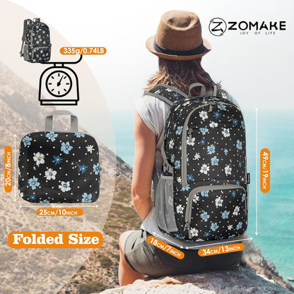 Lightweight Packable Backpack 30L, Foldable Hiking Backpacks Water Resistant Compact Folding Daypack for Travel(Light Blue)
