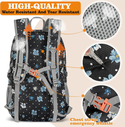 Lightweight Packable Backpack 30L, Foldable Hiking Backpacks Water Resistant Compact Folding Daypack for Travel(Light Blue)