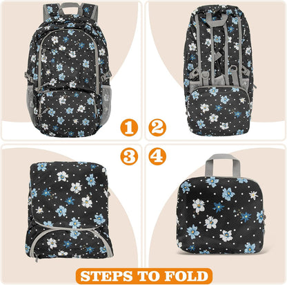 Lightweight Packable Backpack 30L, Foldable Hiking Backpacks Water Resistant Compact Folding Daypack for Travel(Light Blue)