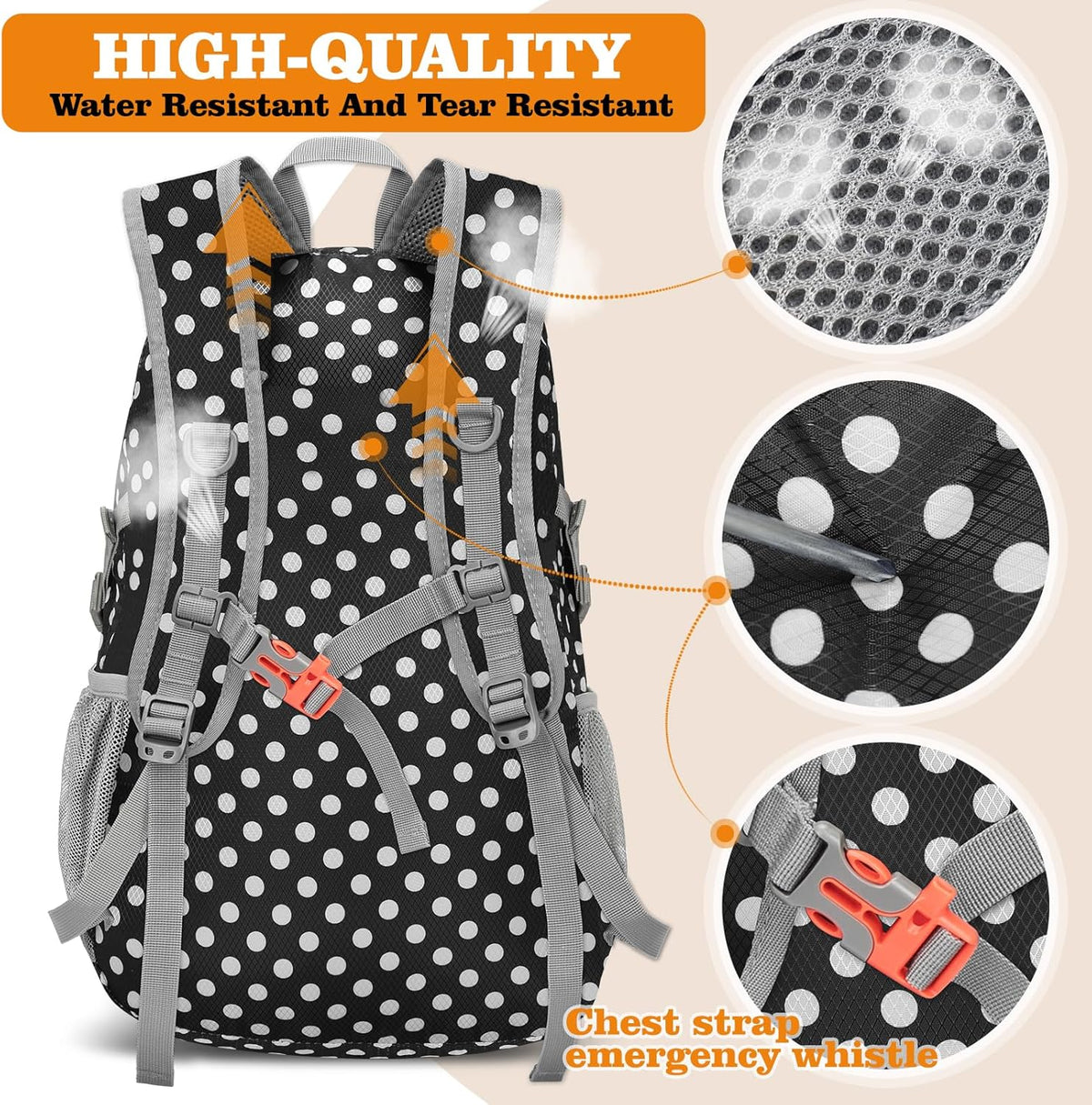 Lightweight Packable Backpack 30L, Foldable Hiking Backpacks Water Resistant Compact Folding Daypack for Travel(Light Blue)