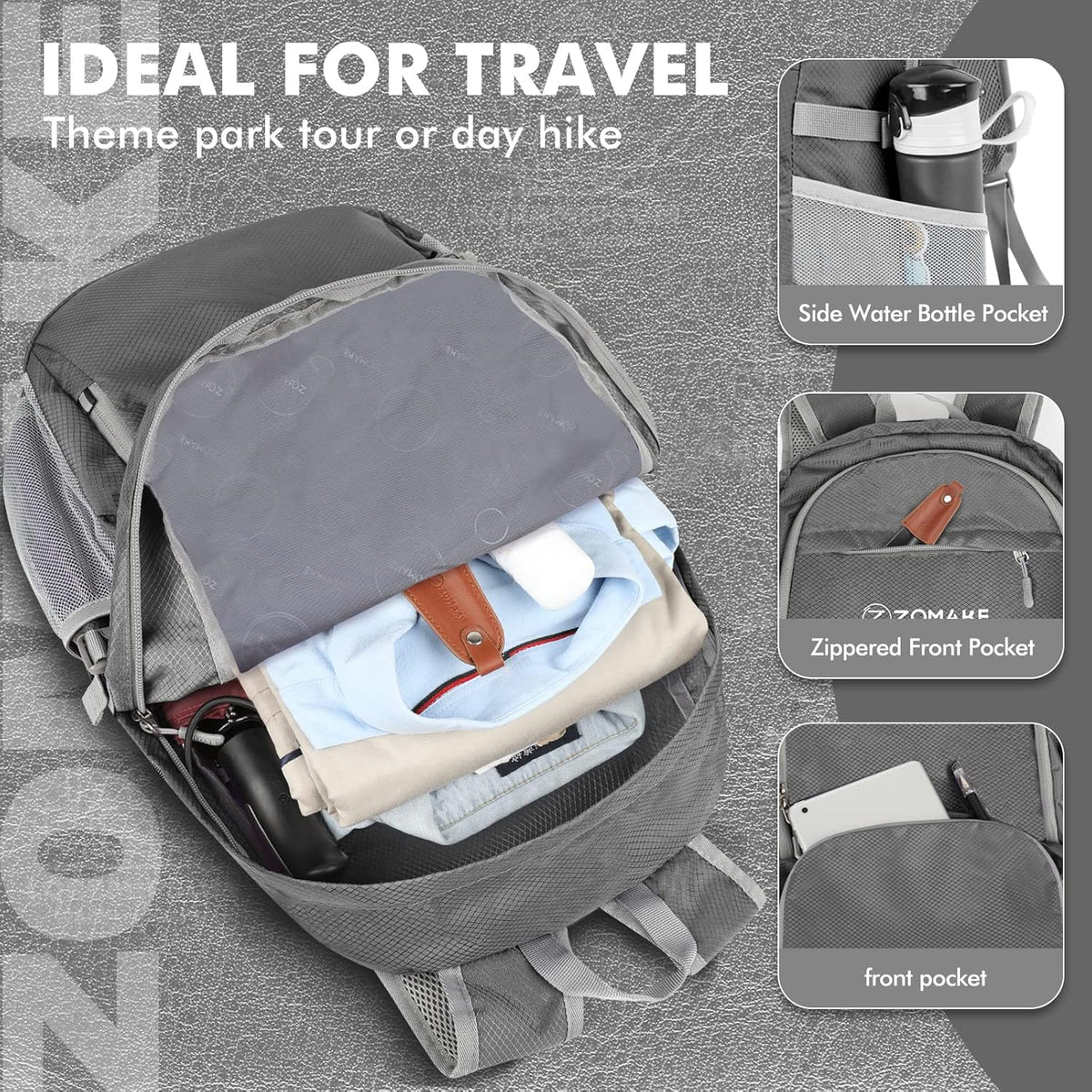 Lightweight Packable Backpack 30L, Foldable Hiking Backpacks Water Resistant Compact Folding Daypack for Travel(Light Blue)