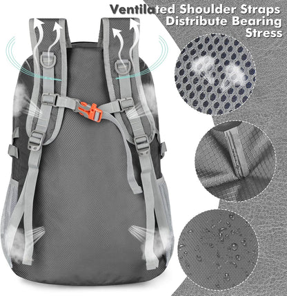 Lightweight Packable Backpack 30L, Foldable Hiking Backpacks Water Resistant Compact Folding Daypack for Travel(Light Blue)