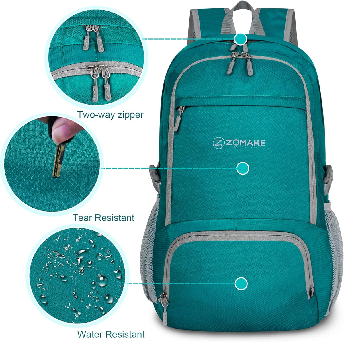 Lightweight Packable Backpack 30L, Foldable Hiking Backpacks Water Resistant Compact Folding Daypack for Travel(Light Blue)