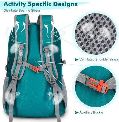 Lightweight Packable Backpack 30L, Foldable Hiking Backpacks Water Resistant Compact Folding Daypack for Travel(Light Blue)