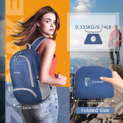 Lightweight Packable Backpack 30L, Foldable Hiking Backpacks Water Resistant Compact Folding Daypack for Travel(Light Blue)