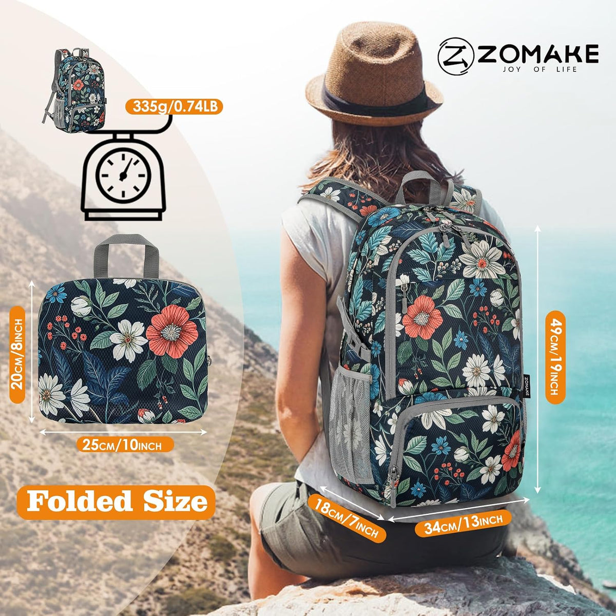 Lightweight Packable Backpack 30L, Foldable Hiking Backpacks Water Resistant Compact Folding Daypack for Travel(Light Blue)