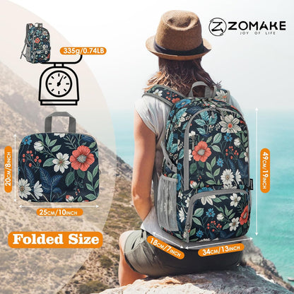 Lightweight Packable Backpack 30L, Foldable Hiking Backpacks Water Resistant Compact Folding Daypack for Travel(Light Blue)
