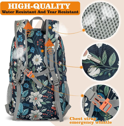 Lightweight Packable Backpack 30L, Foldable Hiking Backpacks Water Resistant Compact Folding Daypack for Travel(Light Blue)