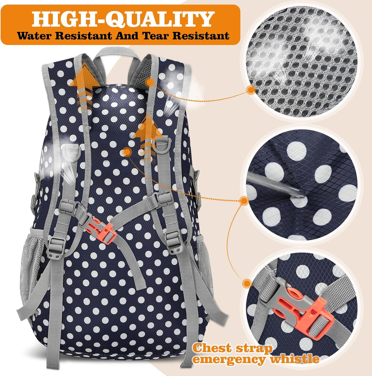 Lightweight Packable Backpack 30L, Foldable Hiking Backpacks Water Resistant Compact Folding Daypack for Travel(Light Blue)
