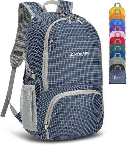 Lightweight Packable Backpack 30L, Foldable Hiking Backpacks Water Resistant Compact Folding Daypack for Travel(Light Blue)
