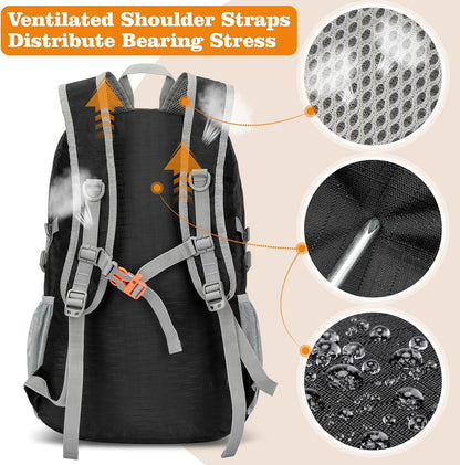 Lightweight Packable Backpack 30L, Foldable Hiking Backpacks Water Resistant Compact Folding Daypack for Travel(Light Blue)