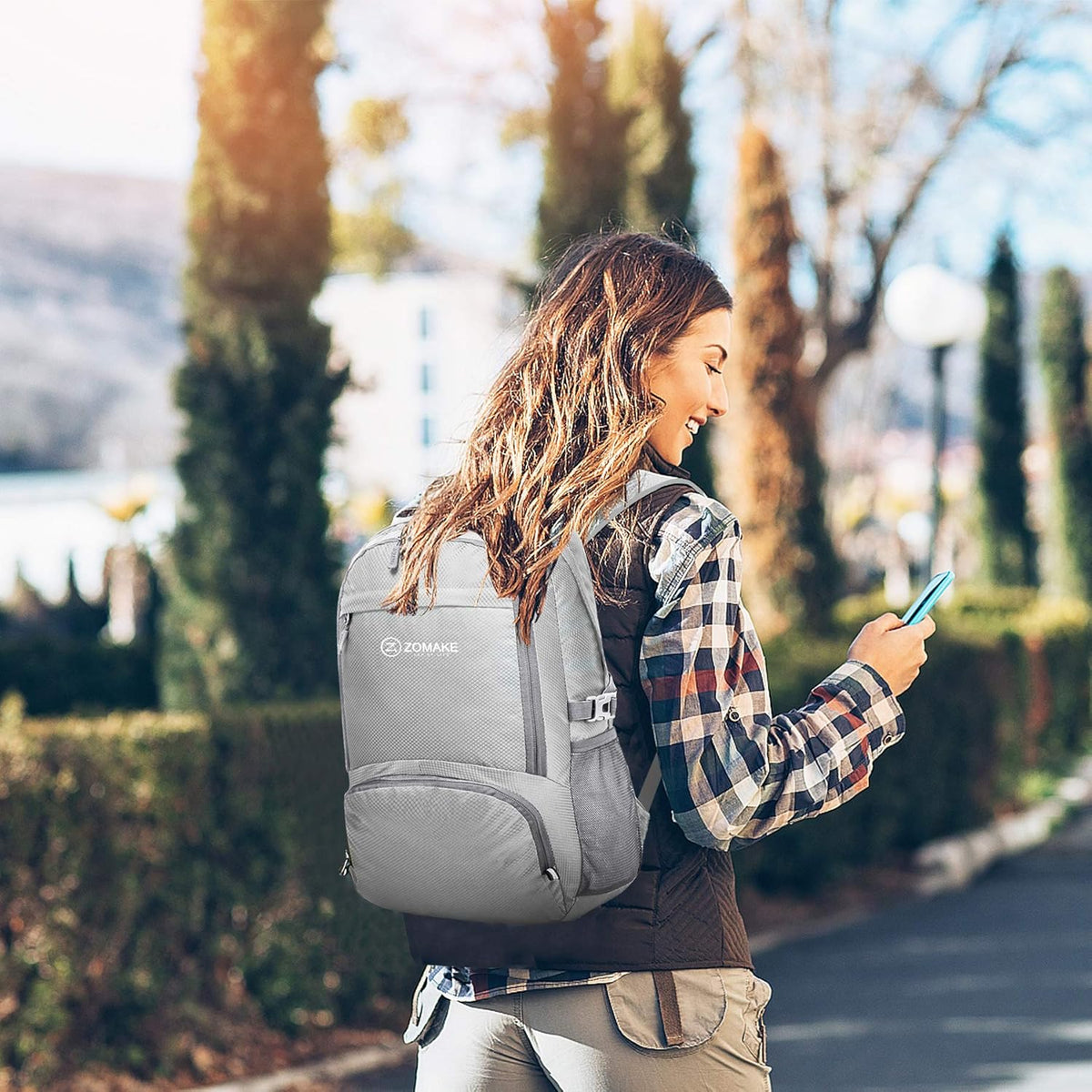 Lightweight Packable Backpack 30L, Foldable Hiking Backpacks Water Resistant Compact Folding Daypack for Travel(Light Blue)