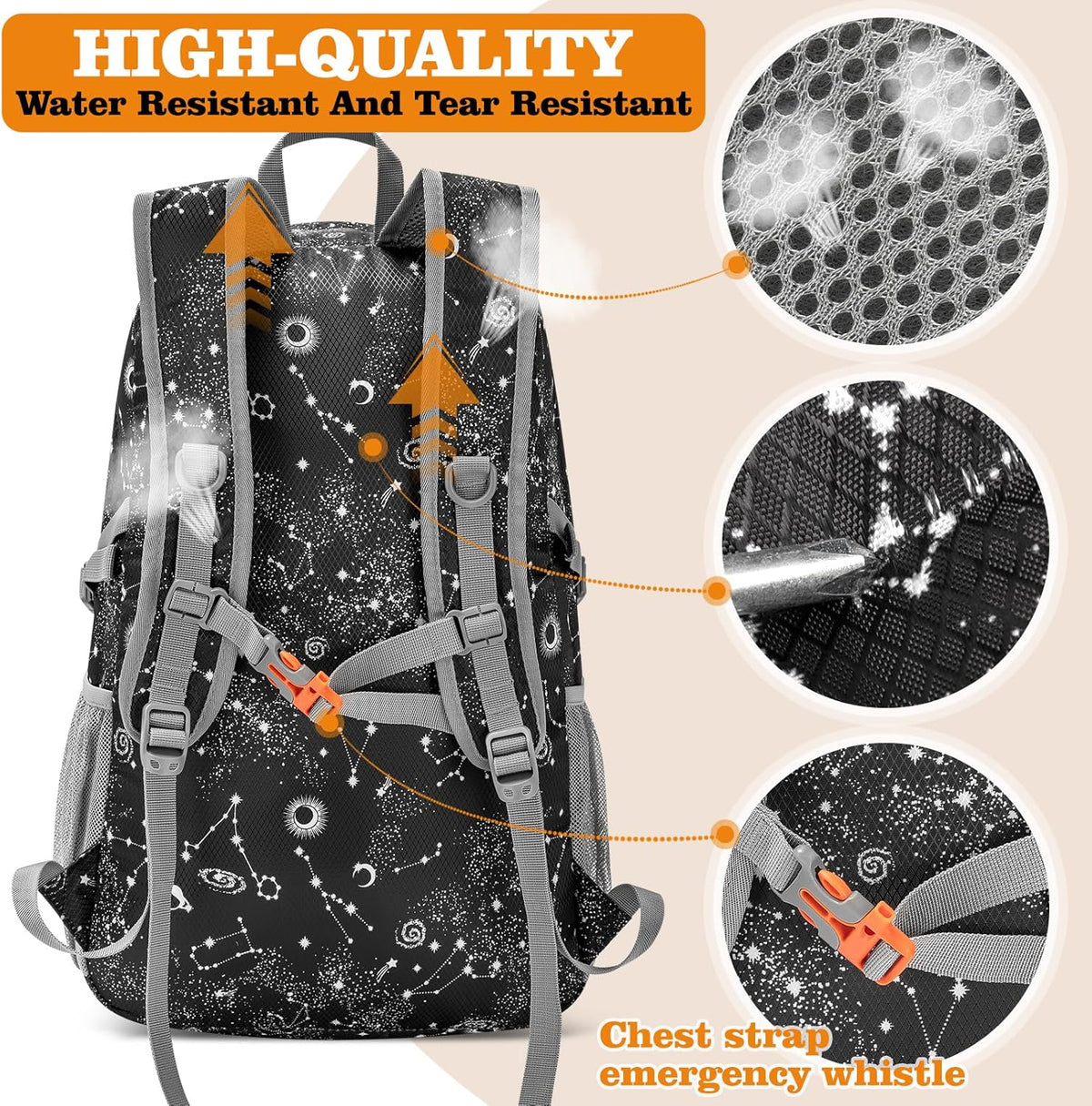Lightweight Packable Backpack 30L, Foldable Hiking Backpacks Water Resistant Compact Folding Daypack for Travel(Light Blue)