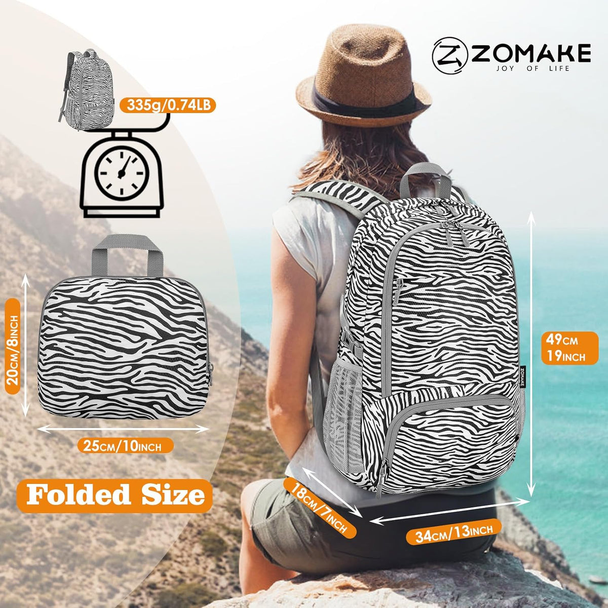Lightweight Packable Backpack 30L, Foldable Hiking Backpacks Water Resistant Compact Folding Daypack for Travel(Light Blue)