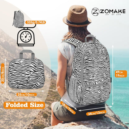 Lightweight Packable Backpack 30L, Foldable Hiking Backpacks Water Resistant Compact Folding Daypack for Travel(Light Blue)