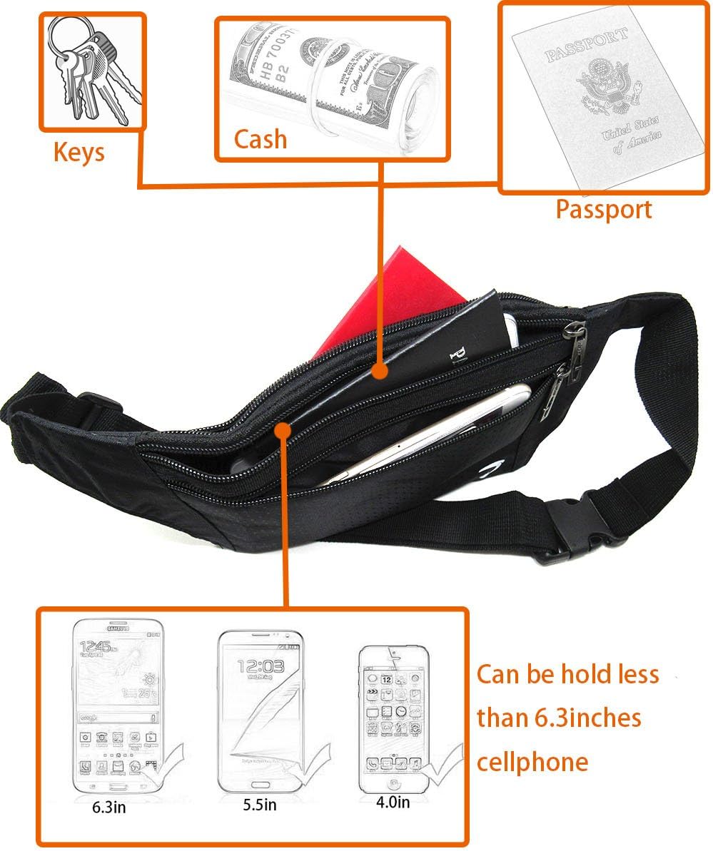 Naoki Outdoor Sports Running Jogging Cycling Hiking Camping Climbing Travel Ultra-thin Waterproof Polyester Waist Pack/Bag Runner Belt(Red)