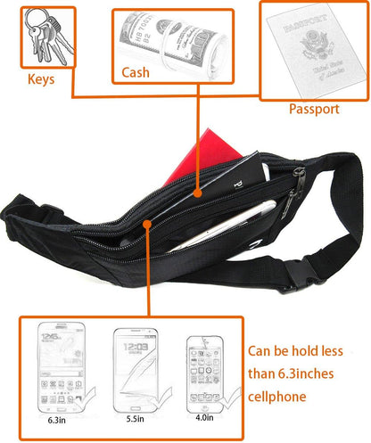 Naoki Outdoor Sports Running Jogging Cycling Hiking Camping Climbing Travel Ultra-thin Waterproof Polyester Waist Pack/Bag Runner Belt(Red)