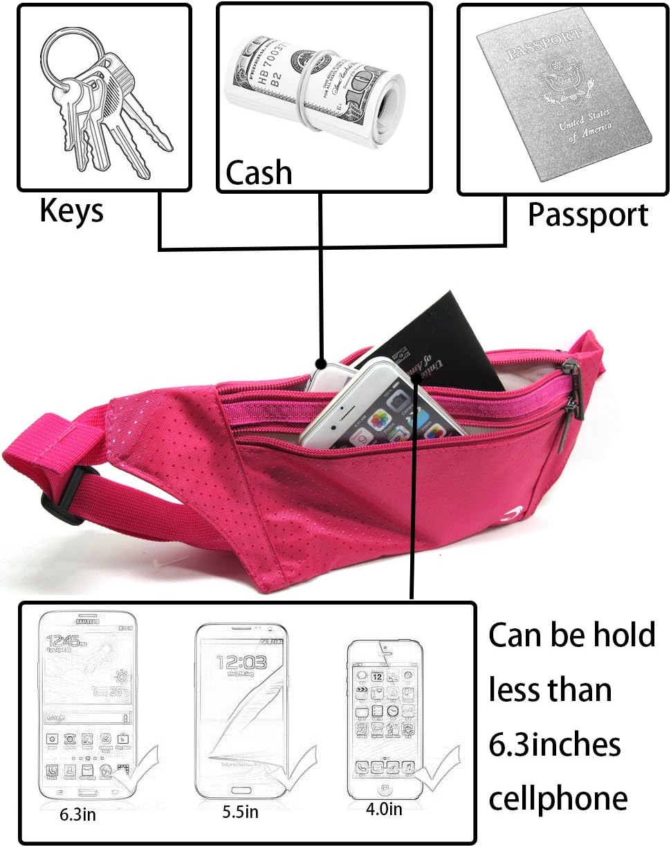 Naoki Outdoor Sports Running Jogging Cycling Hiking Camping Climbing Travel Ultra-thin Waterproof Polyester Waist Pack/Bag Runner Belt(Red)