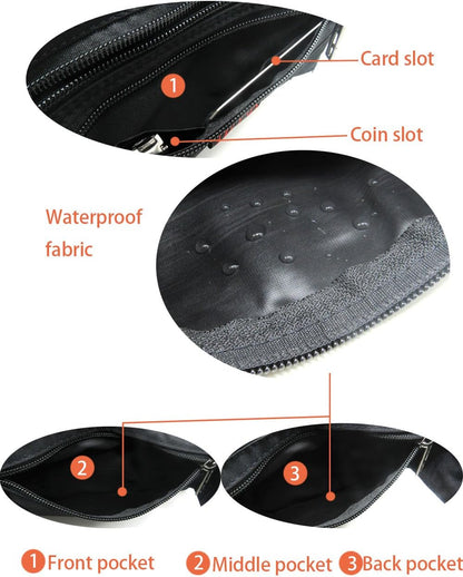 Naoki Outdoor Sports Running Jogging Cycling Hiking Camping Climbing Travel Ultra-thin Waterproof Polyester Waist Pack/Bag Runner Belt(Red)