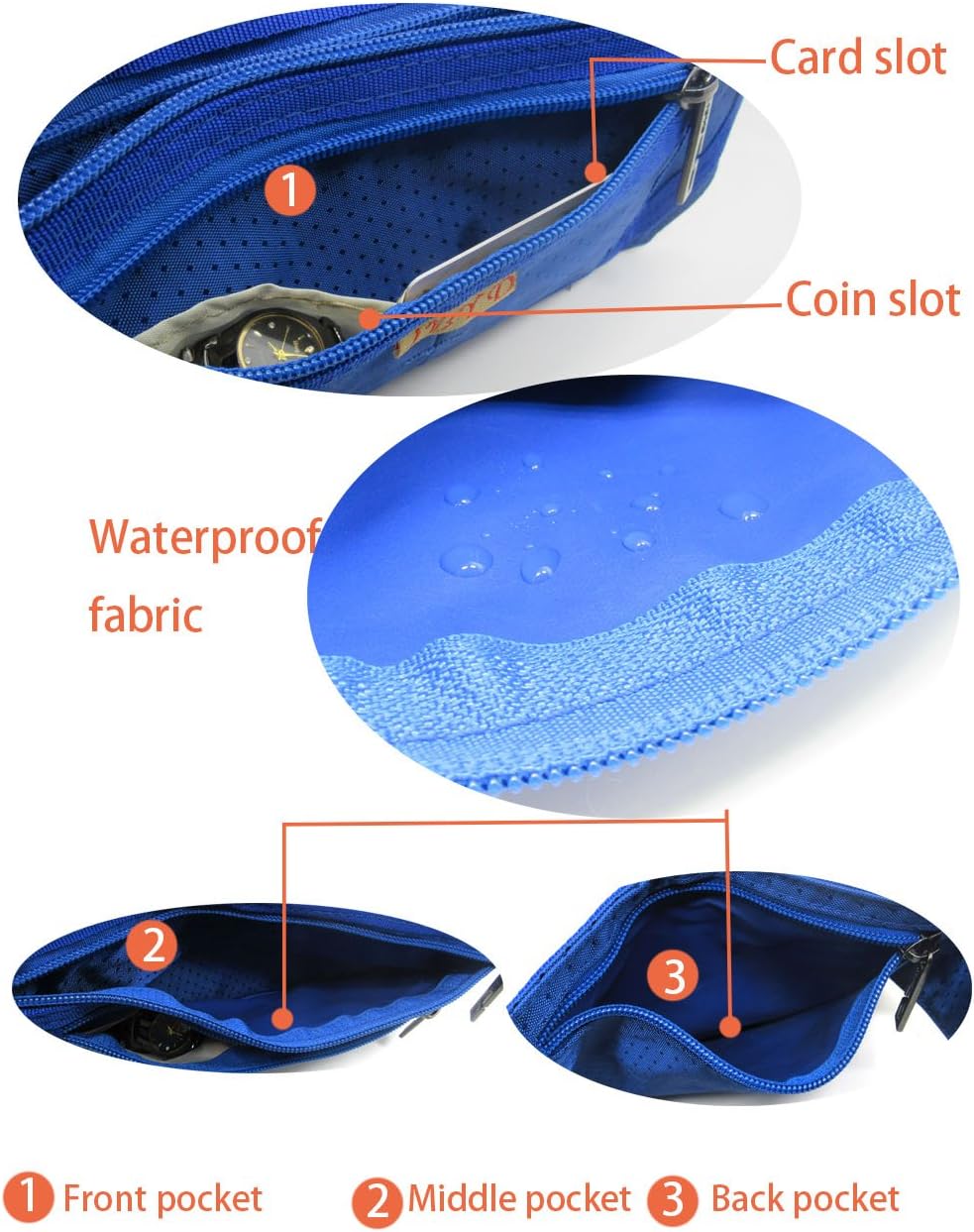 Naoki Outdoor Sports Running Jogging Cycling Hiking Camping Climbing Travel Ultra-thin Waterproof Polyester Waist Pack/Bag Runner Belt(Red)
