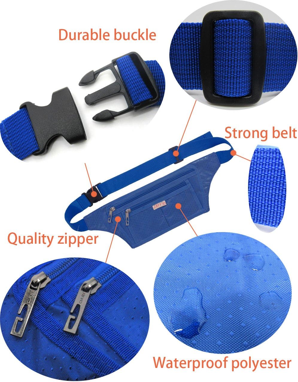 Naoki Outdoor Sports Running Jogging Cycling Hiking Camping Climbing Travel Ultra-thin Waterproof Polyester Waist Pack/Bag Runner Belt(Red)